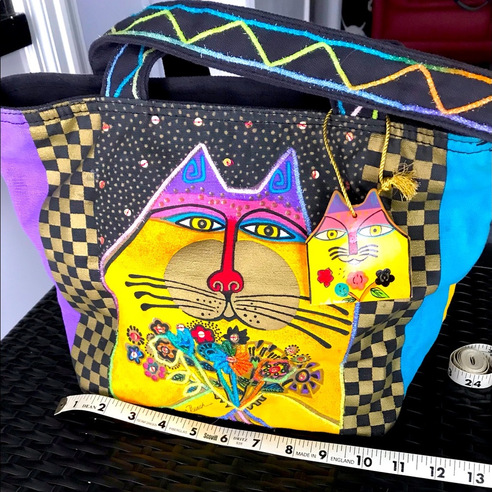Laurel Burch “Smell the roses” kitty tote bag